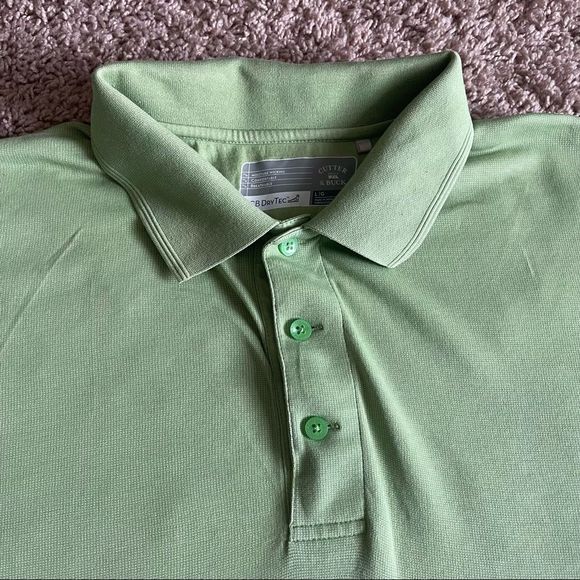 Cutter & Buck Green CB DryTec Short Sleeve Collard Golf Polo;SZ L;Good Condition - Picture 4 of 16